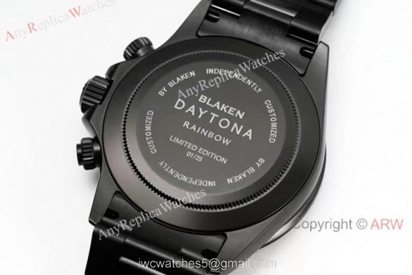 NEW! Noob Factory 4130 Rolex Daytona Blaken &8216;Black Venom Rainbow Bezel Watch 40mm
