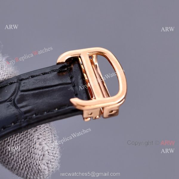 Copy Balloon Blue Cartier Gradient Face Gold Case 42MM Watch Leather Strap