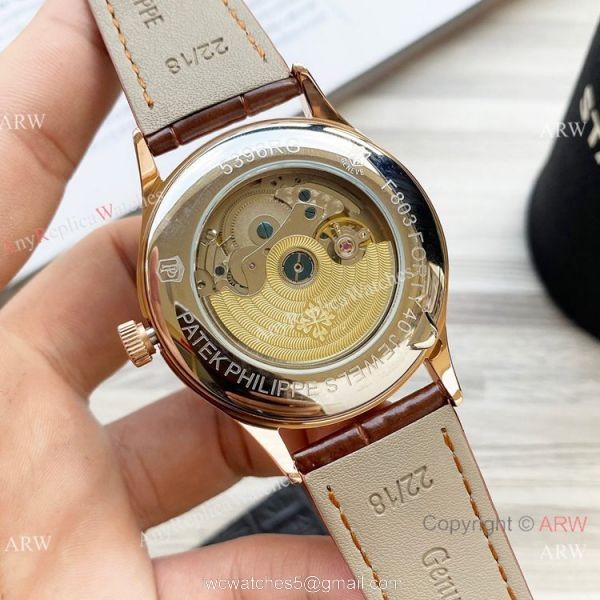 Clone Patek Philippe Calatrava Annual calendar Watch Rose Gold Case 42mm