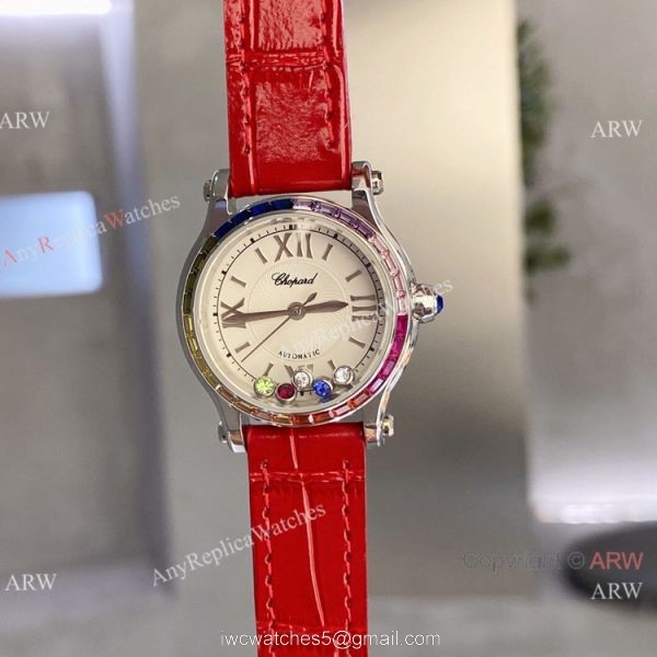 Chopard Happy Sport 30 Watch Rainbow bezel 2-Tone Rose Gold