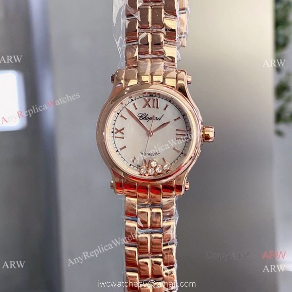 Copy Chopard Happy Sport 30mm Lady Watch Rose Gold White Dial