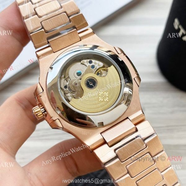 New Clone Patek Philippe Nautilus Annual Calendar Watch Baby Blue Face with Diamonds