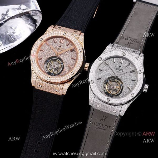 Full Diamonds Hublot Classic Fusion 42mm Tourbillon Watch High Quality Replica