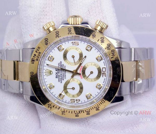 High Quality Daytona 2-Tone White Face Diamond Watch