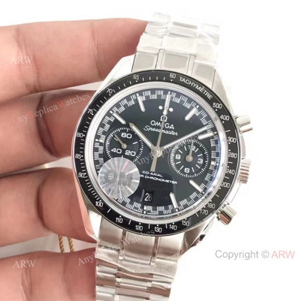 OM Factory Omega Speedmaster Racing Chronomeyer 9900 Watch Stainless Steel Black Dial