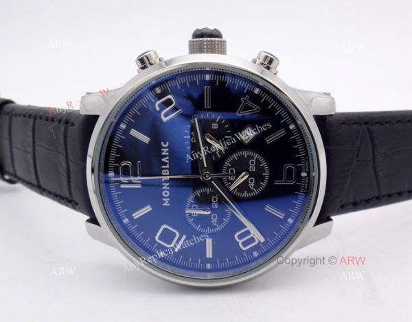 Montblanc Timewalker Chrono Black Leather strap Watch Mont Blanc Knock off Watch