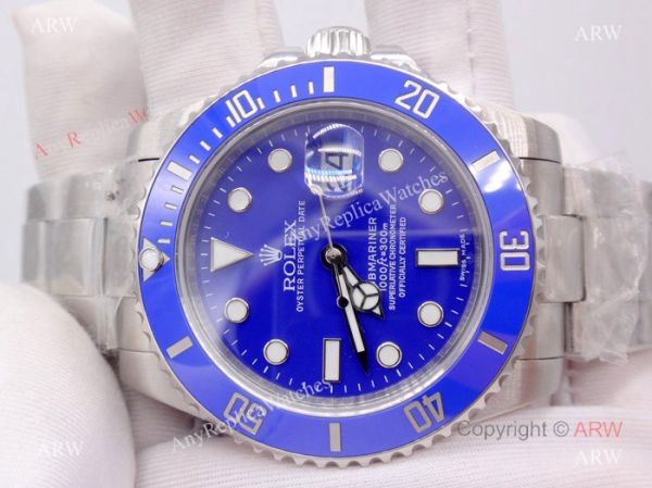 NEW UPGRADED SS Blue Dial Blue Ceramic Bezel Swiss Replica Rolex Submariner watch