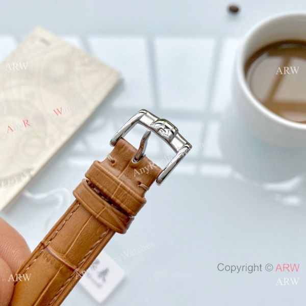 Clone Omega De Ville Prestige Ladies Watches Brown Leather Strap