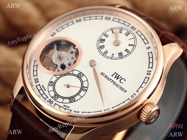 High Quality IWC Tourbillon Portuguese Watch Rose Gold Black Dial