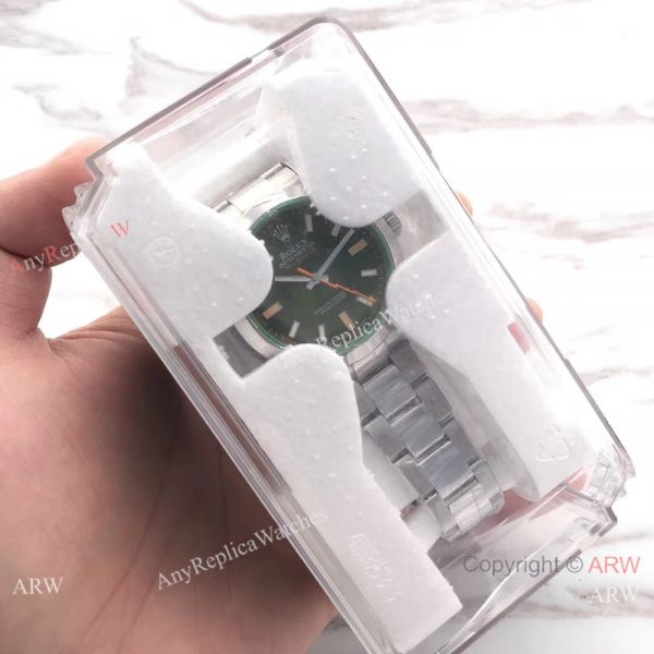 AR Factory Swiss Rolex Milgauss 904L Stainless Steel Watch Green Glass 40mm