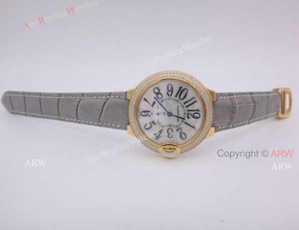Cartier Ballon Bleu Gold Case Diamond Bezel Womens Fake Cartier Watch