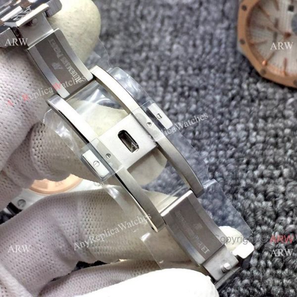 Newest Fake Audemars Piguet Royal Oak Watch Two Tone Rose Gold Silver Dial