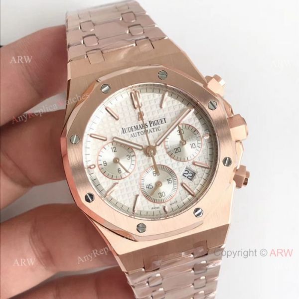 Swiss 7750 Replica Audemars Piguet Royal Oak Rose Gold Chronograph Dial Watches