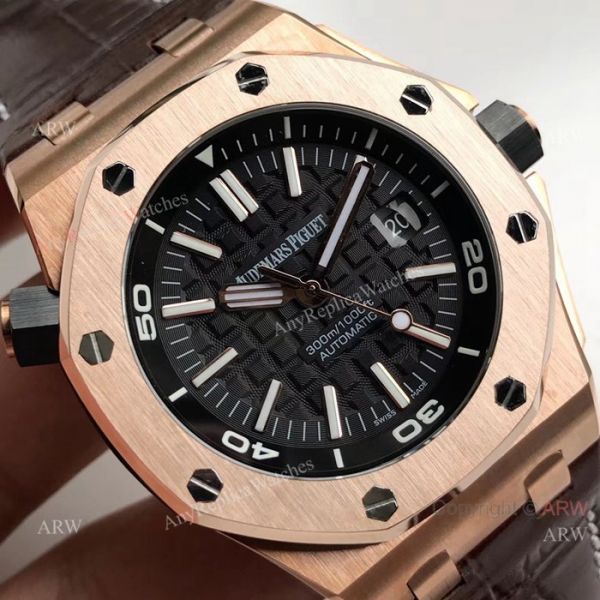 Swiss Grade Replica Audemars Piguet Divers 3120 Watch Rose Gold Black Bezel