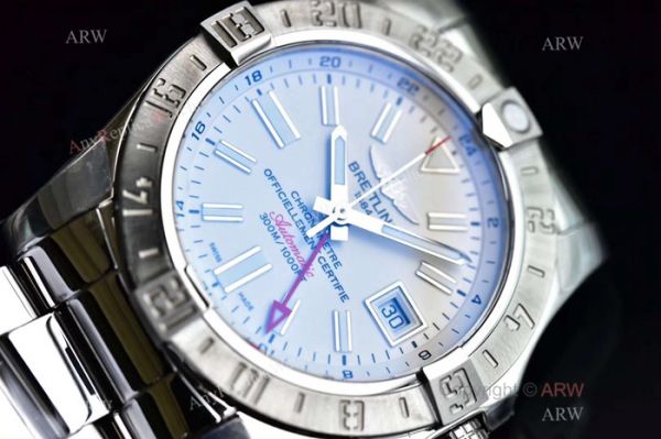 Copy Breitling Avenger II GMT Swiss 2836 Watch Stainless Steel White Dial