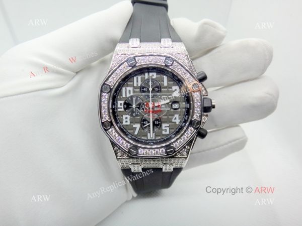 Best Copy Audemars Piguet Royal Oak Offshore Watch Full Diamond Gray Dial