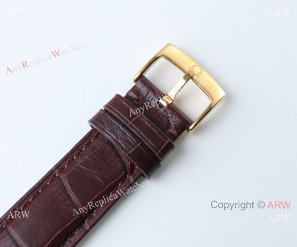 Swiss 2824 Omega De Ville Replica Watch Gold Case Silver Dial