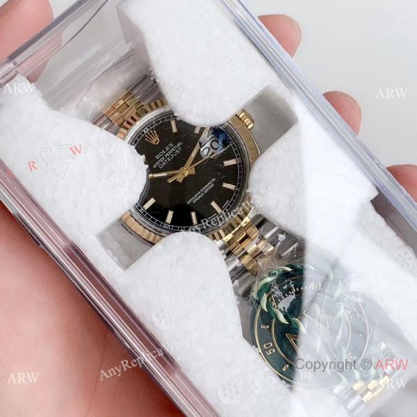 Replica AR Factory V2 Swiss 3135 Rolex Datejust Black Dial Jubilee Watch 36mm
