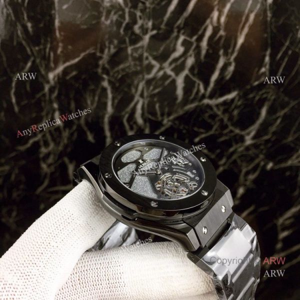 High Quality Copy Hublot Classic Fusion Squelette Tourbillon Watch All Black
