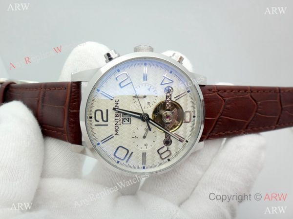 Mont Blanc Clone Time Walker Tourbillon SS White Dial Watch Automatic