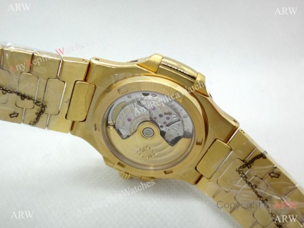 Swiss Replica Patek Philippe Nautilus Jumbo Gold Iced Out Watch 39.5mm