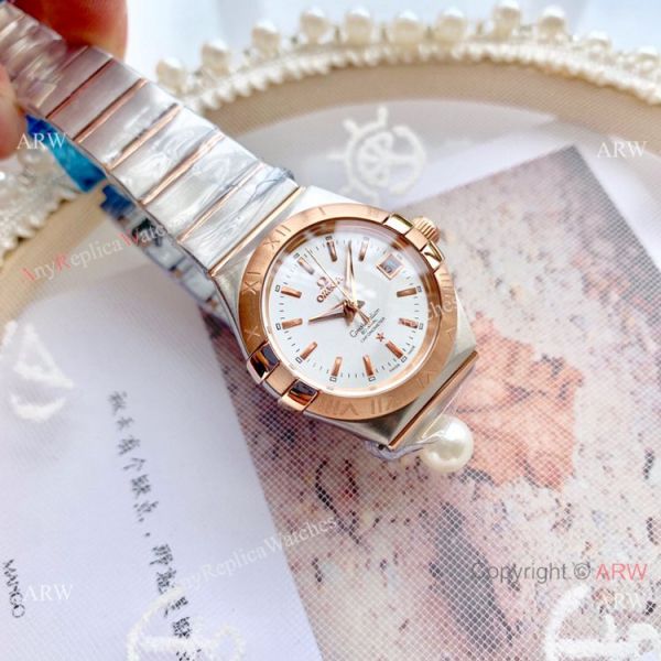 Women Omega Double Eagle 2-Tone Rose Gold Diamond Watch High Quality Replica Watches China