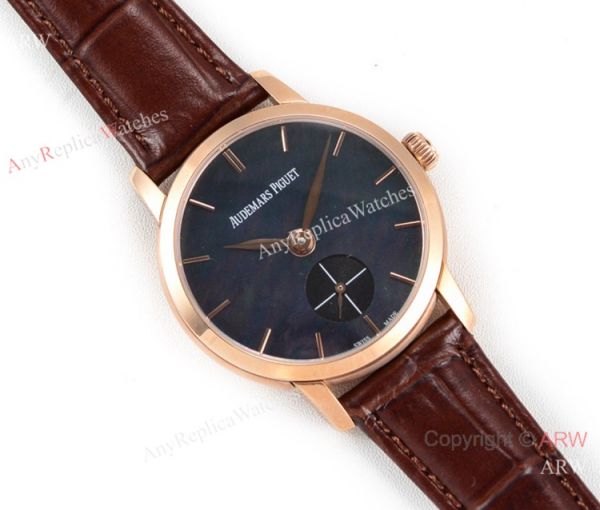 GB Factory replica Audemars Piguet Jules Audemars Rose Gold Black MOP Dial Watch