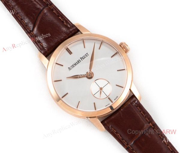 Swiss replica Audemars Piguet Jules Audemars Rose Gold Silver Face Watch GB Factory