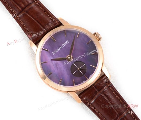 Super Clone Audemars Piguet Jules Audemars Swiss 3090 Watch Rose Gold Purple Dial