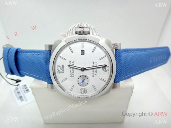 Copy Panerai Luminor Marina PAM 687 Automatic Watch SS Blue Leather Strap