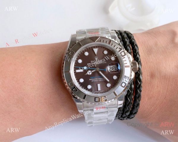 1:1 Best Edition Rolex Yachtmaster Stainless Steel Gray Dial Watch Noob 3135 Replica