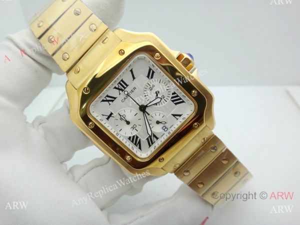 Best Quality Cartier Santos Watch All Gold Chronograph 39mm