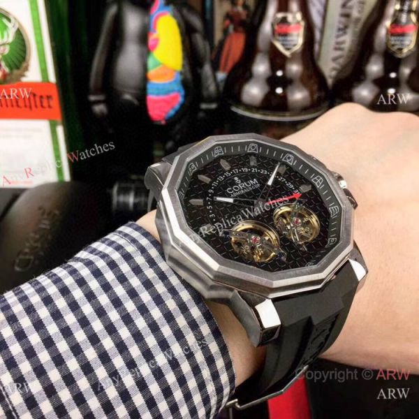 Replica Corum Admirals Cup Double Flying Tourbillon Black Dial Corum Watch
