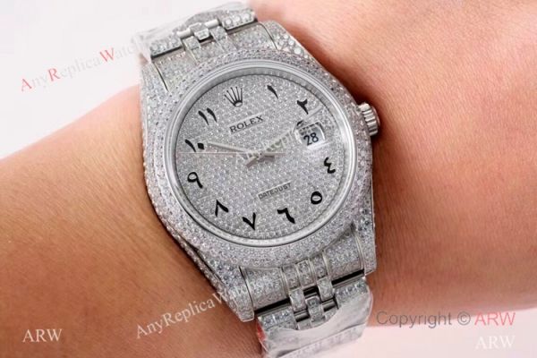 TW Factory Rolex Datejust Iced Out Watches 41mm Diamonds Silver Case
