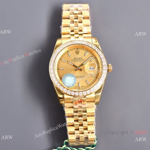Swiss Quality Copy Rolex Datejust II 8215 Watch 904L Yellow Gold Diamond Bezel 41mm
