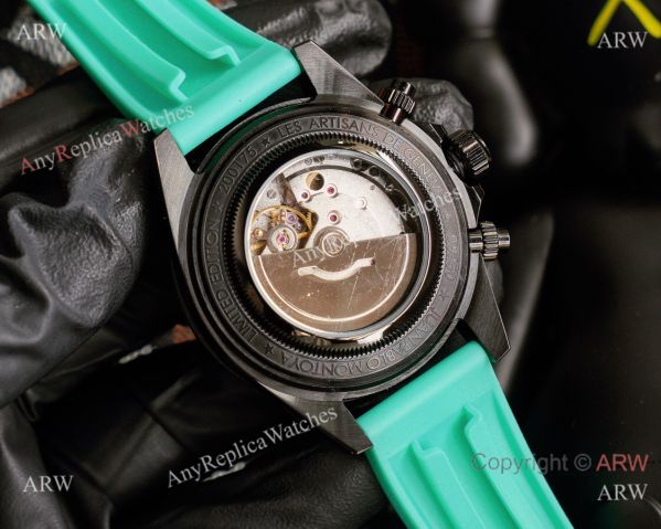 Knock-off Rolex Daytona 43MM Black Chronogarph Face Rubber Strap Watch