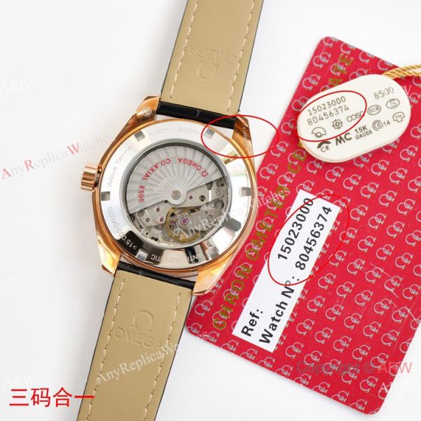 Swiss Quality Omega Aqua Terra 150m Citizen 8215 Rose Gold Leather Strap Watches 41.5mm