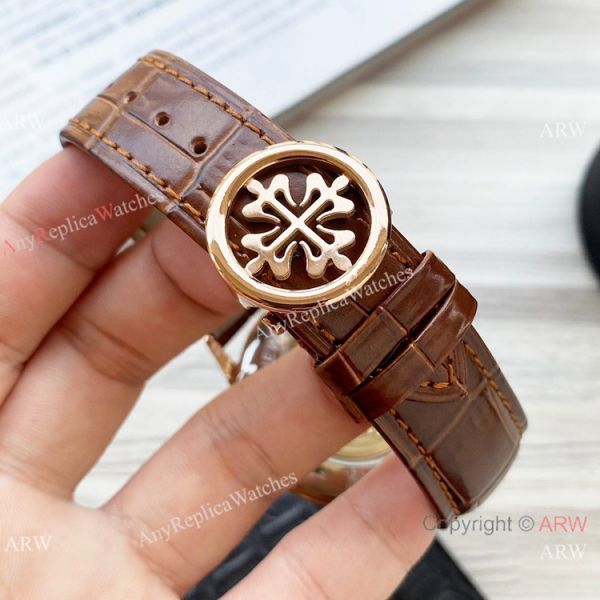 Clone Patek Philippe Calatrava Annual calendar Watch Rose Gold Case 42mm