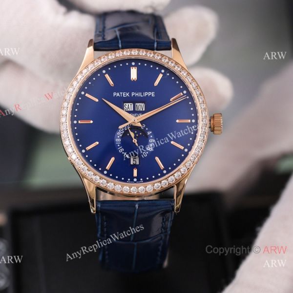 Swiss Quality Copy Patek Philippe Annual Calendar Calatrava Citizen Watch Blue Moon Dial