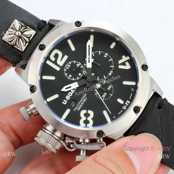 Best Replica U-Boat Classico U-72 Chronograph watches SS Yellow Leather Strap
