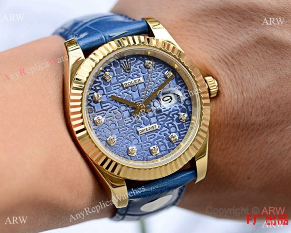 Upgraded Rolex Datejust II Copy Watches Rolex Computer Face Blue Leather Strap 41mm