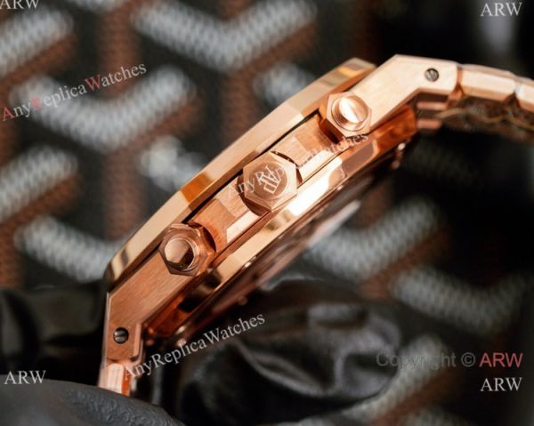 Knockoff Audemars Piguet Royal Oak Rose Gold Chronograph White Dial Watches 42mm